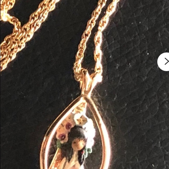 Vintage Goebel For Ted De Grazia “The Flower Girl” Gold Tone 24” Necklace - Picture 8 of 9